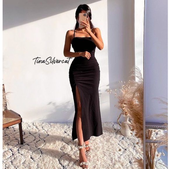 BLOGGER'S FAVE! Zara Black Midi Dress Sz XS NWT - Picture 11 of 17